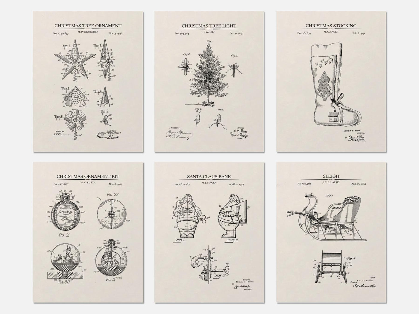 Christmas Patent Print Set of 6 mockup - A_t10126-V1-PC_AP-SS_6-PS_5x7-C_ivo variant