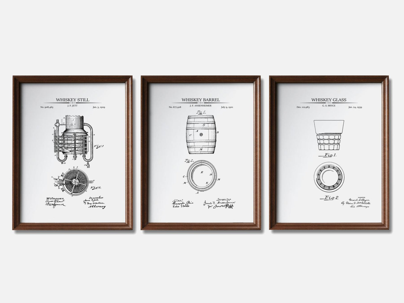 Whiskey Patent Print Set of 3 mockup - A_t10059-V1-PC_F+WA-SS_3-PS_11x14-C_whi variant