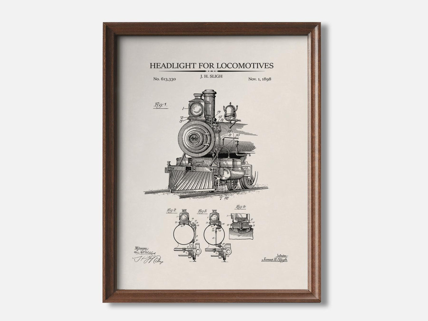 Locomotive Headlight Patent Print mockup - A_t10033.2-V1-PC_F+WA-SS_1-PS_5x7-C_ivo variant