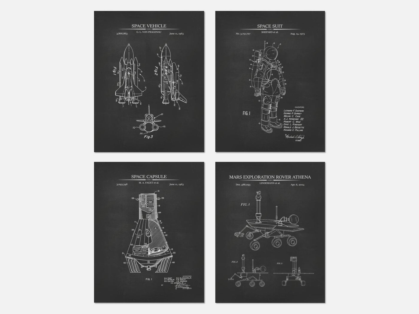 Space Exploration Patent Print Set of 4 mockup - A_t10036-V1-PC_AP-SS_4-PS_5x7-C_cha variant