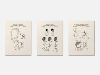 Fencing Patent Print Set of 3 mockup - A_t10080-V1-PC_AP-SS_3-PS_11x14-C_ivo variant