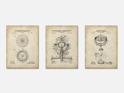 Astronomy Patent Print Set of 3 mockup - A_t10010-V1-PC_AP-SS_3-PS_11x14-C_par