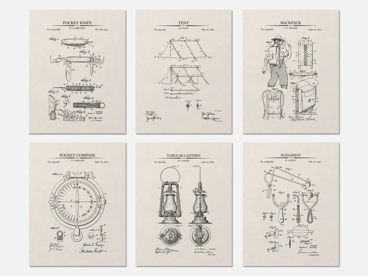 Boy Scout Patent Prints - Set of 6 mockup - A_t10165-V1-PC_AP-SS_6-PS_5x7-C_ivo variant