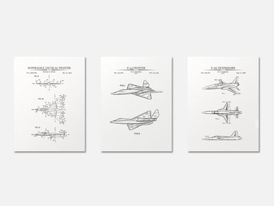 Fighter Jet Patent Print Set of 3 mockup - A_t10097-V1-PC_AP-SS_3-PS_11x14-C_whi variant