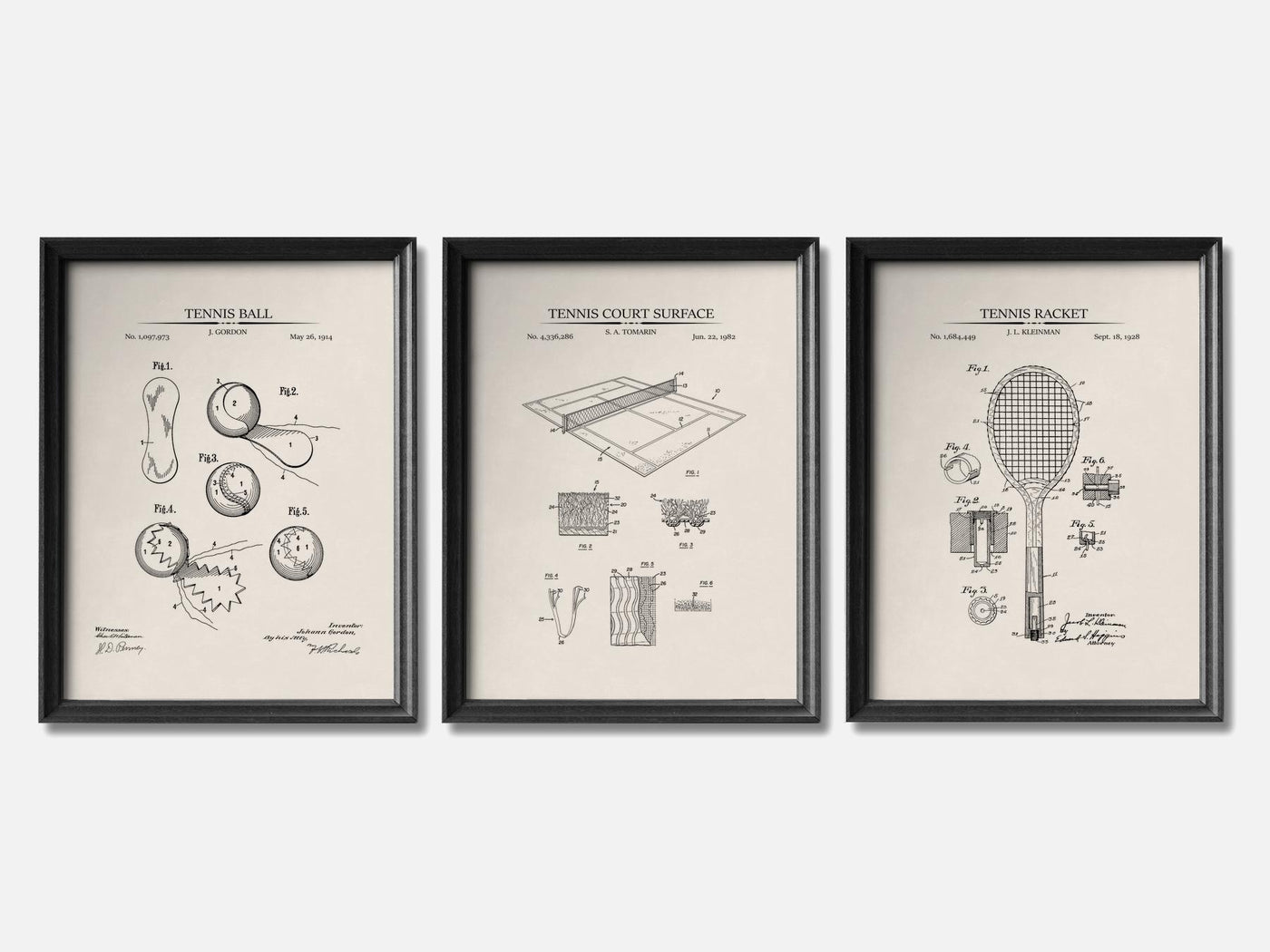 Tennis Patent Print Set of 3 mockup - A_t10049-V1-PC_F+B-SS_3-PS_11x14-C_ivo variant