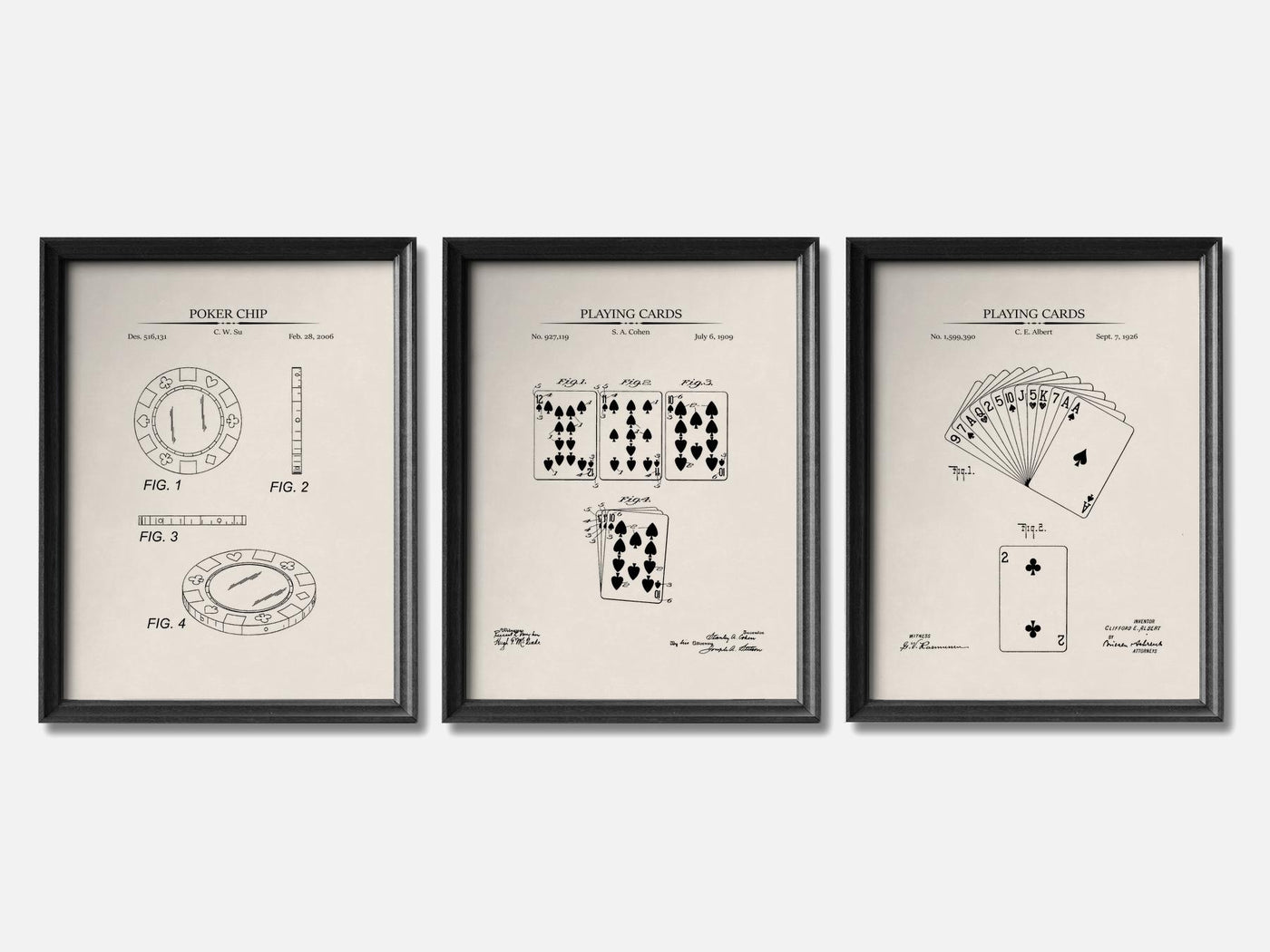 Poker Patent Print Set of 3 mockup - A_t10087-V1-PC_F+B-SS_3-PS_11x14-C_ivo variant