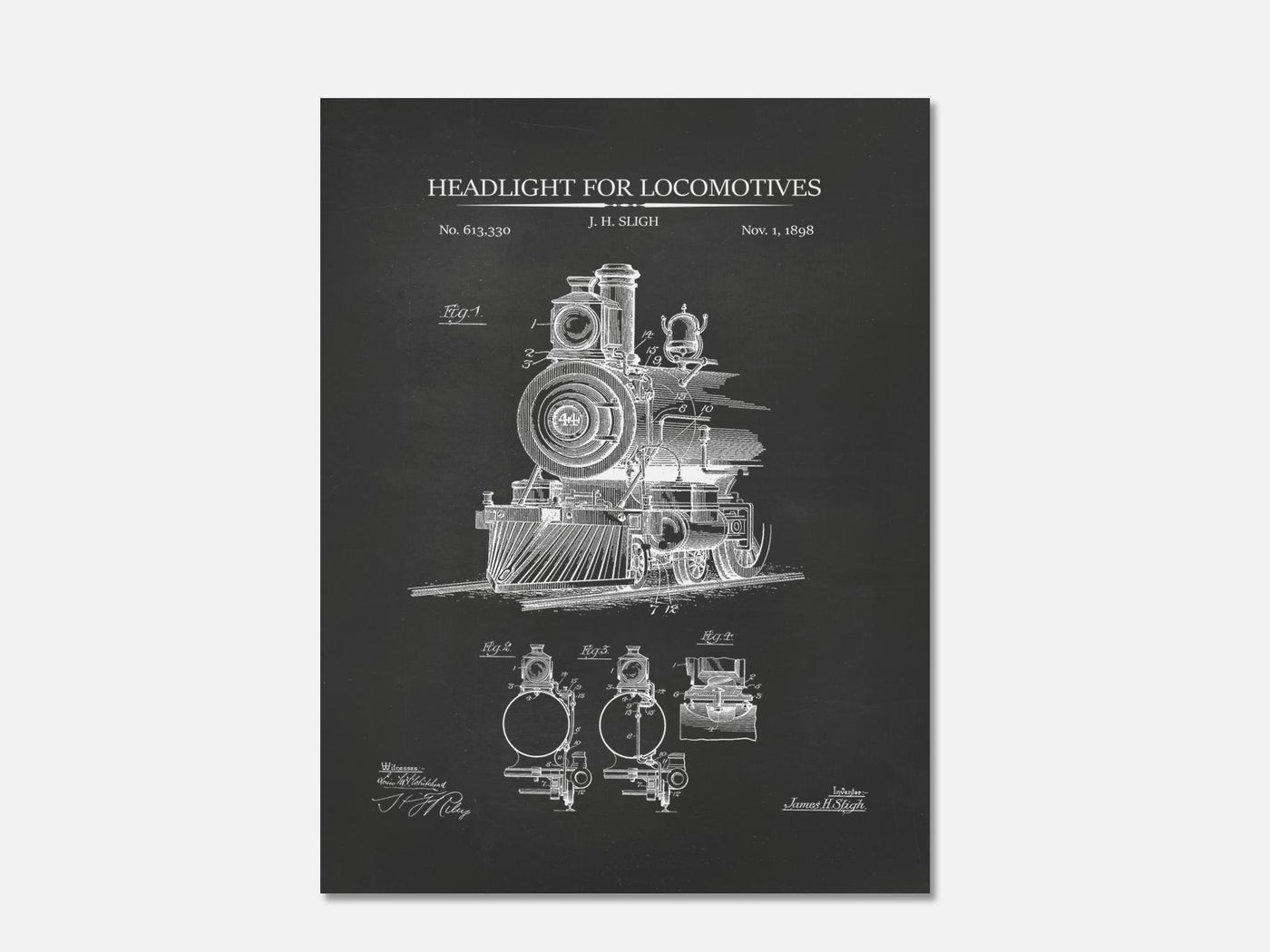 Locomotive Headlight Patent Print mockup - A_t10033.2-V1-PC_AP-SS_1-PS_5x7-C_cha variant