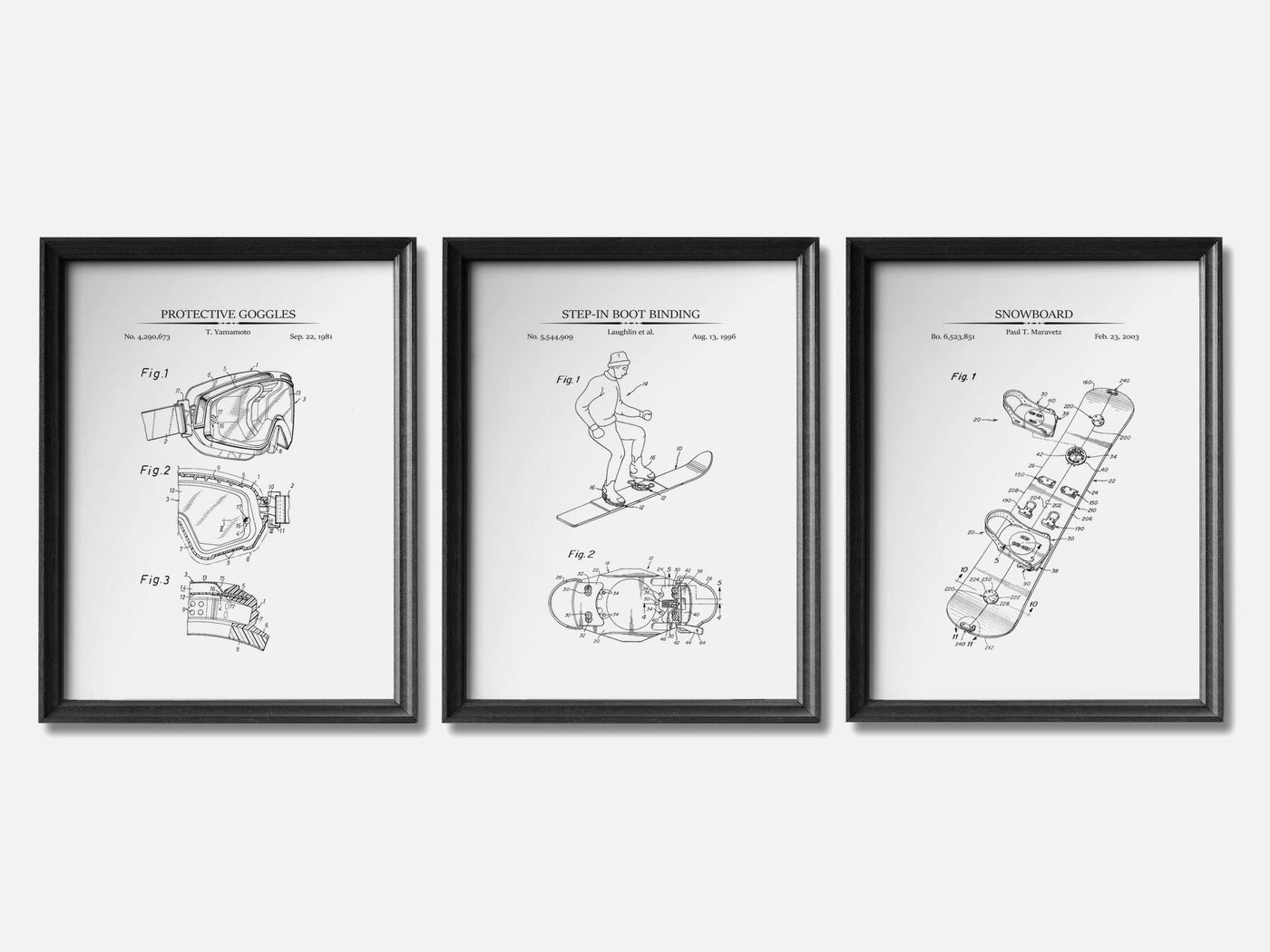 Snowboard Patent Print Set of 3 mockup - A_t10082-V1-PC_F+B-SS_3-PS_11x14-C_whi