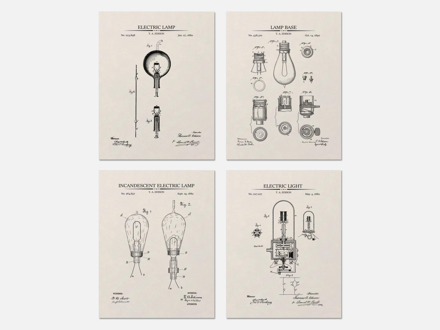 Thomas Edison Patent Print Set of 4 mockup - A_t10024-V1-PC_AP-SS_4-PS_5x7-C_ivo variant