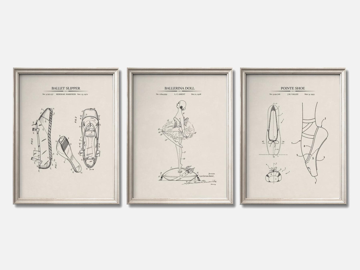 Ballet Patent Print Set of 3 mockup - A_t10065-V1-PC_F+O-SS_3-PS_11x14-C_ivo
