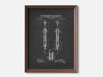 Hypodermic Syringe 1 Walnut - Chalkboard mockup