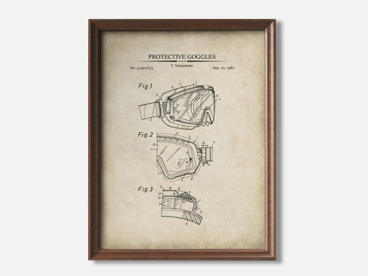 Protective Goggles 1 Walnut - Parchment mockup