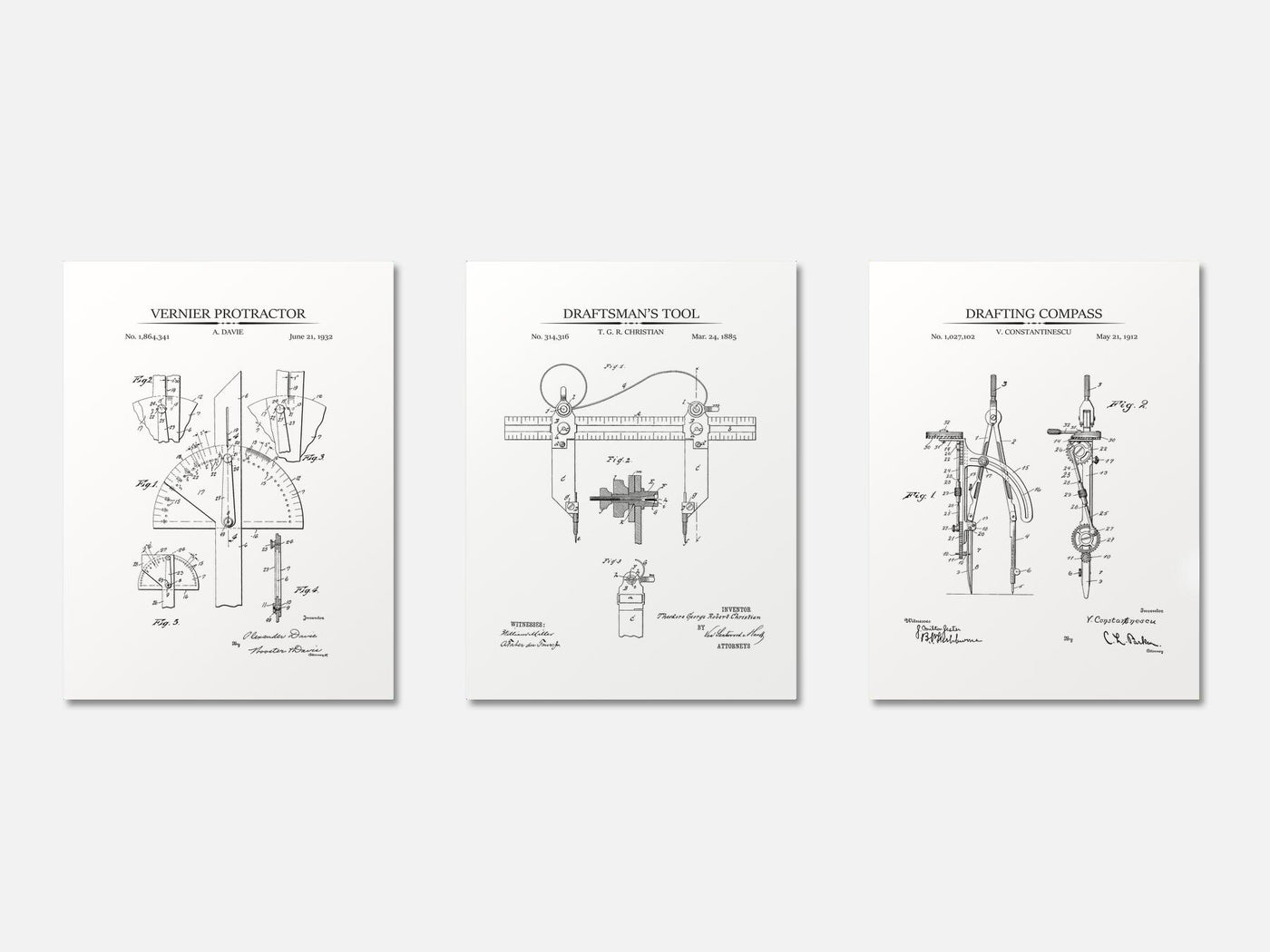Architect Patent Print Set of 3 mockup - A_t10009-V1-PC_AP-SS_3-PS_11x14-C_whi variant