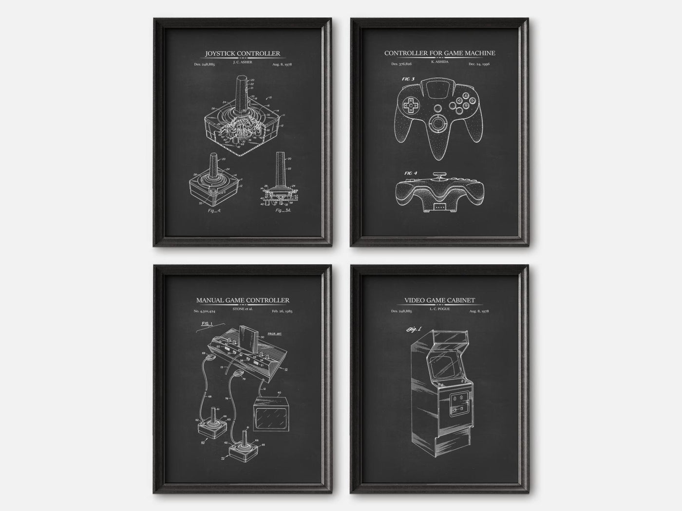 Retro Gaming Patent Print Set of 4 mockup - A_t10041-V1-PC_F+B-SS_4-PS_5x7-C_cha variant