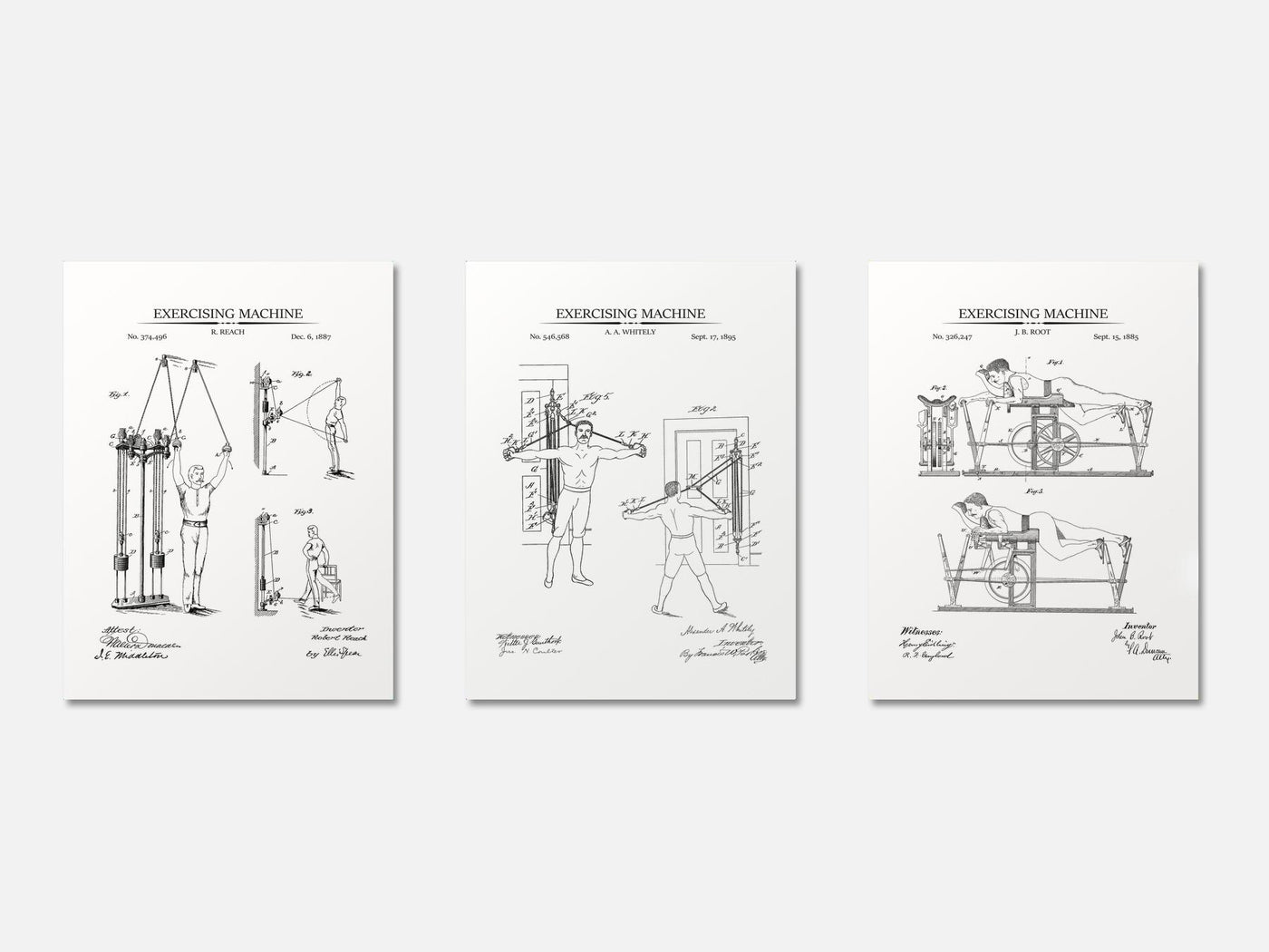 Vintage Workout Patent Print Set of 3 mockup - A_t10055-V1-PC_AP-SS_3-PS_11x14-C_whi variant