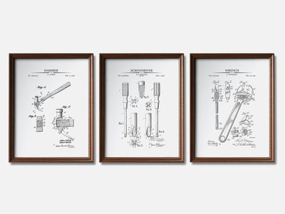 Vintage Tools Patent Print Set of 3 mockup - A_t10058-V1-PC_F+WA-SS_3-PS_11x14-C_whi variant