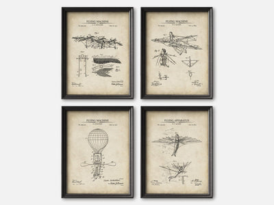 Steampunk Flying Machines Patent Print Set of 4 mockup - A_t10027-V1-PC_F+B-SS_4-PS_5x7-C_par variant
