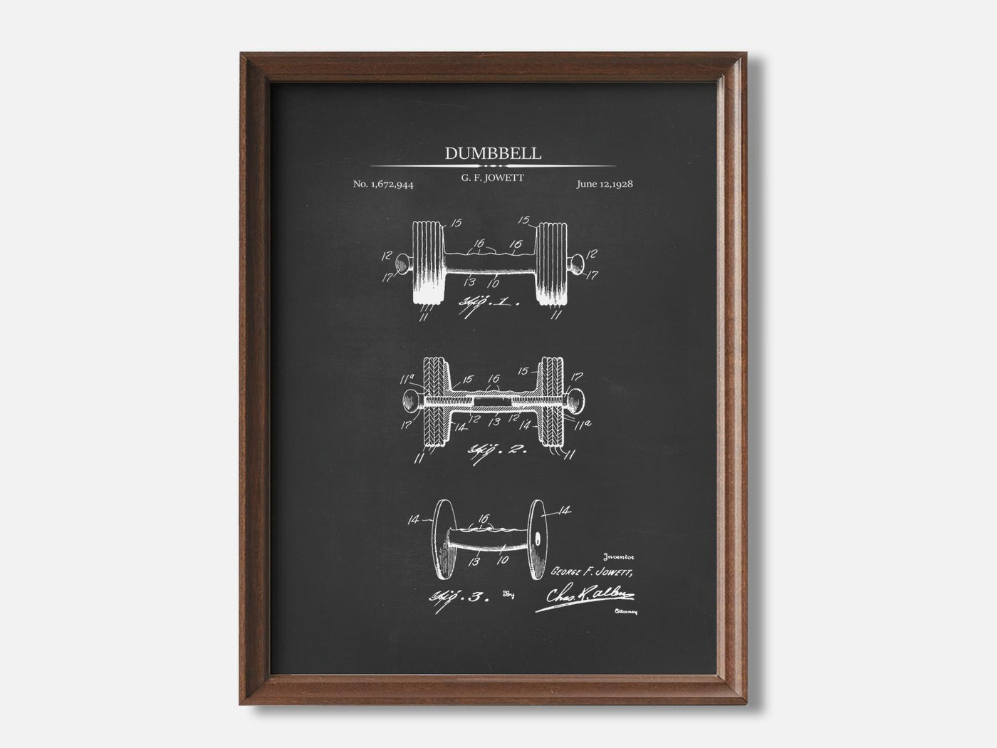 Dumbbell 1 Walnut - Chalkboard mockup