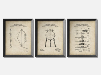 Archery Patent Print Set of 3 mockup - A_t10008-V1-PC_F+B-SS_3-PS_11x14-C_par variant