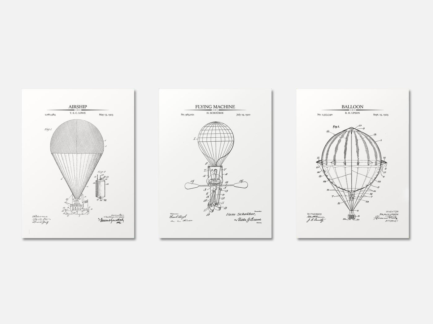 Hot Air Balloon Patent Print Set of 3 mockup - A_t10030-V1-PC_AP-SS_3-PS_11x14-C_whi variant