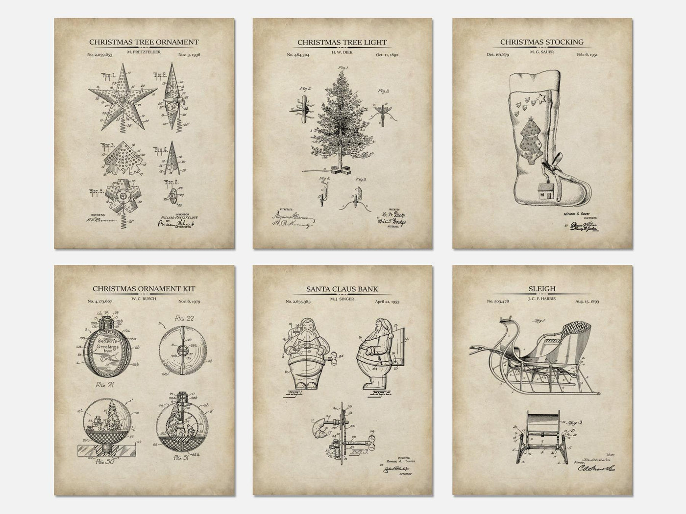 Christmas Patent Print Set of 6 mockup - A_t10126-V1-PC_AP-SS_6-PS_5x7-C_par variant