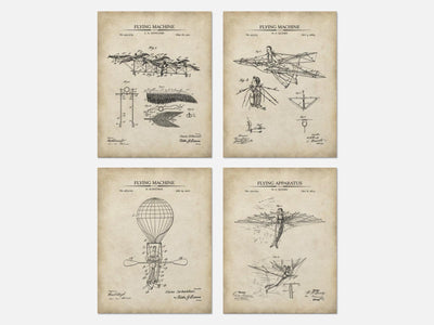 Steampunk Flying Machines Patent Print Set of 4 mockup - A_t10027-V1-PC_AP-SS_4-PS_5x7-C_par variant