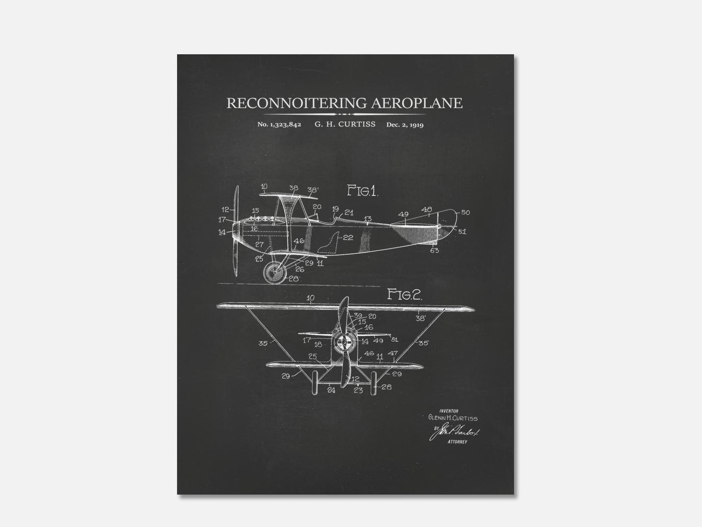 Vintage Airplane Patent Print mockup - A_to1-V1-PC_AP-SS_1-PS_5x7-C_cha variant