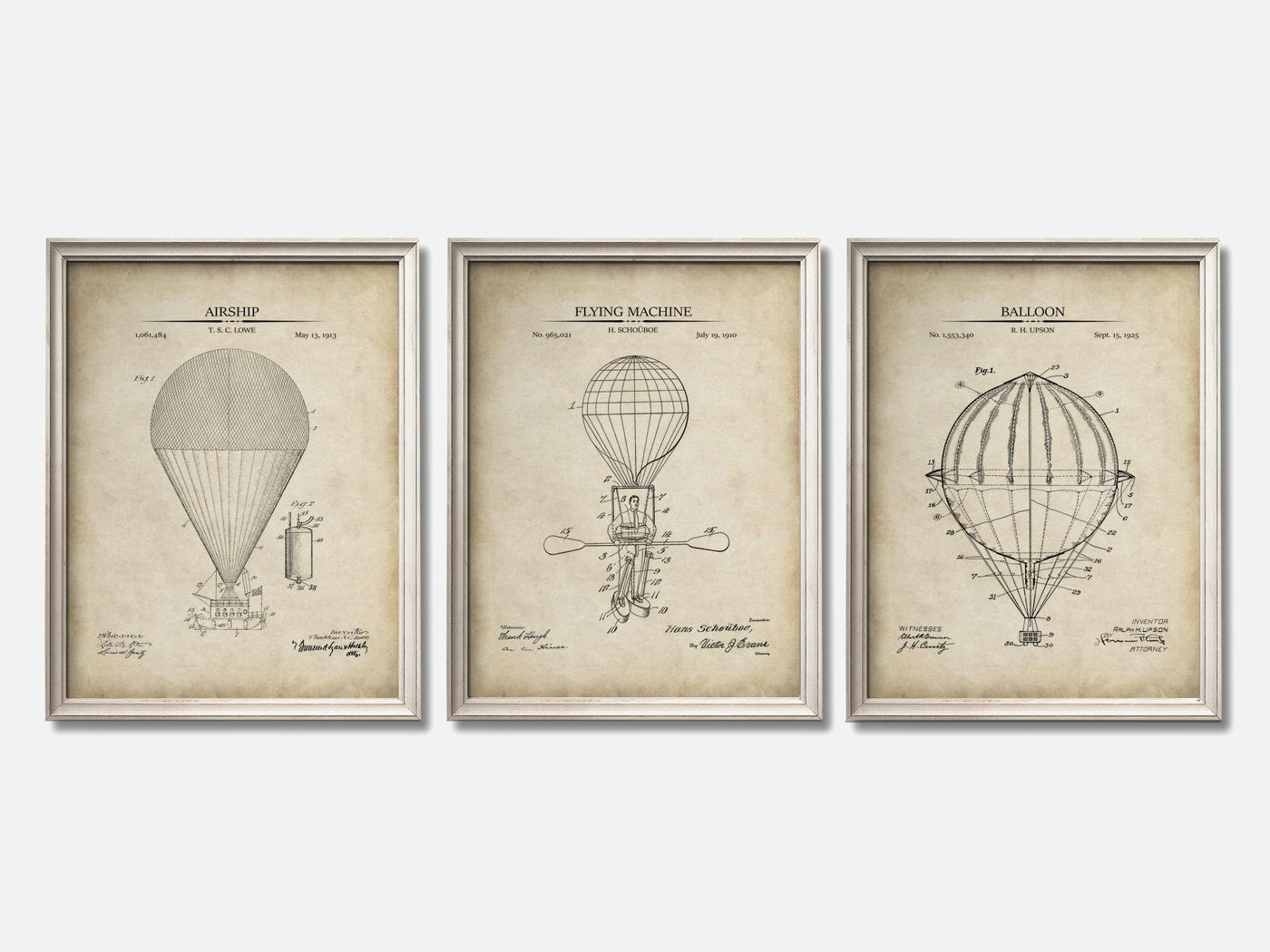 Hot Air Balloon Patent Print Set of 3 mockup - A_t10030-V1-PC_F+O-SS_3-PS_11x14-C_par variant