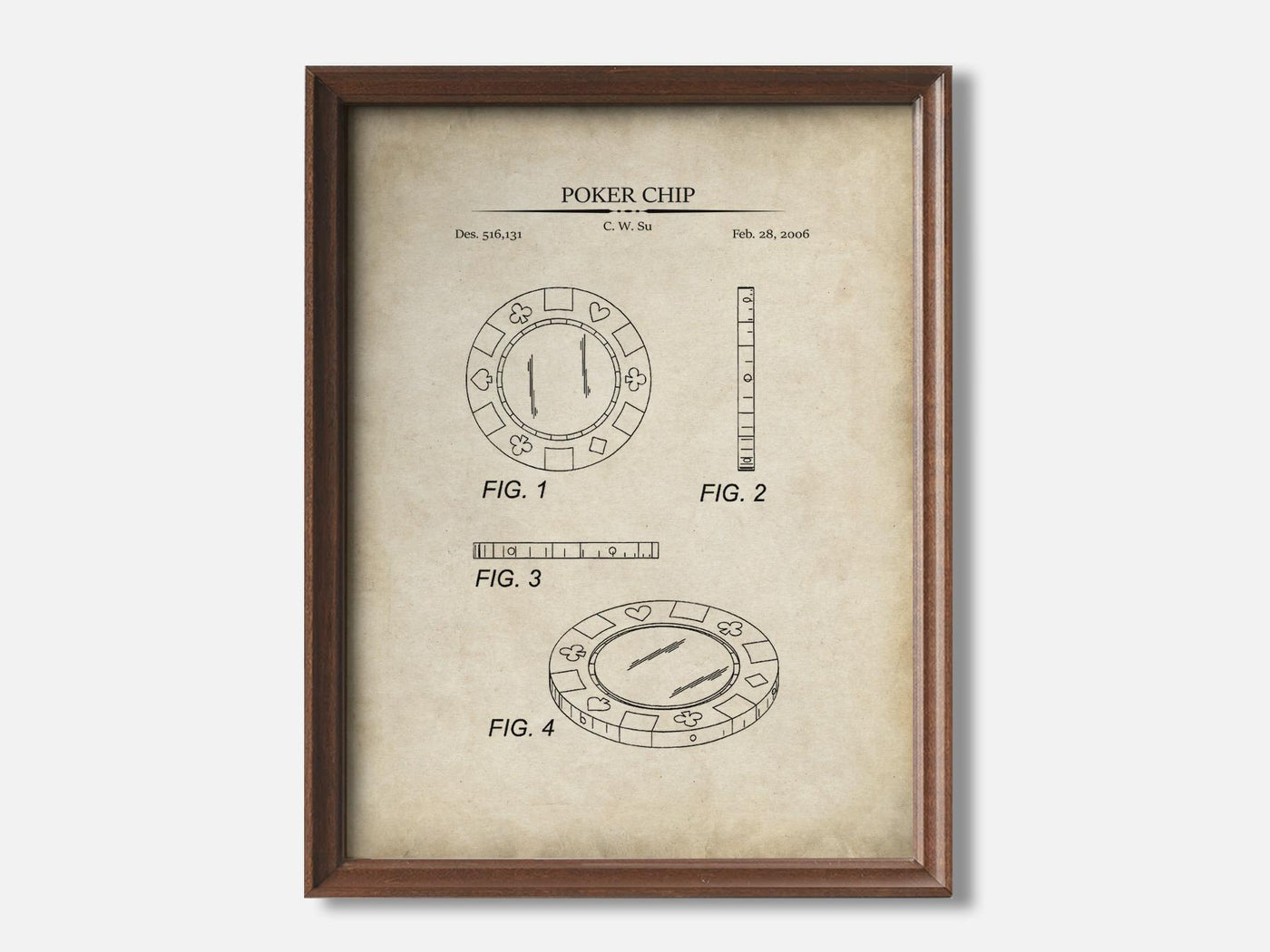 Poker Chip 1 Walnut - Parchment mockup