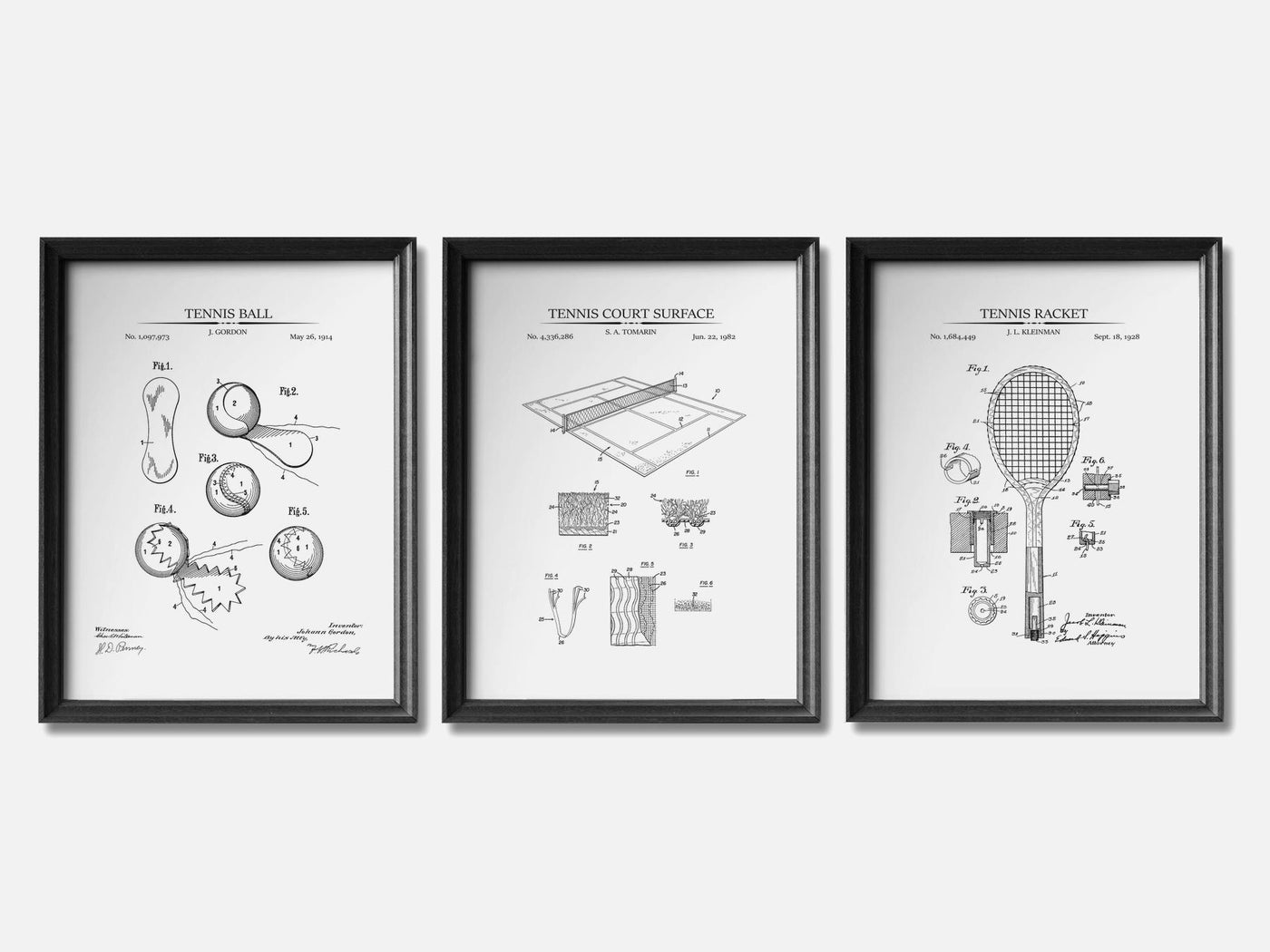 Tennis Patent Print Set of 3 mockup - A_t10049-V1-PC_F+B-SS_3-PS_11x14-C_whi variant