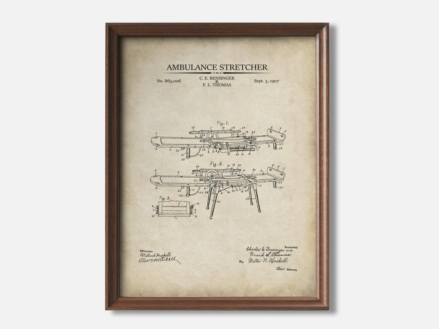 Ambulance Stretcher 1 Walnut - Parchment mockup