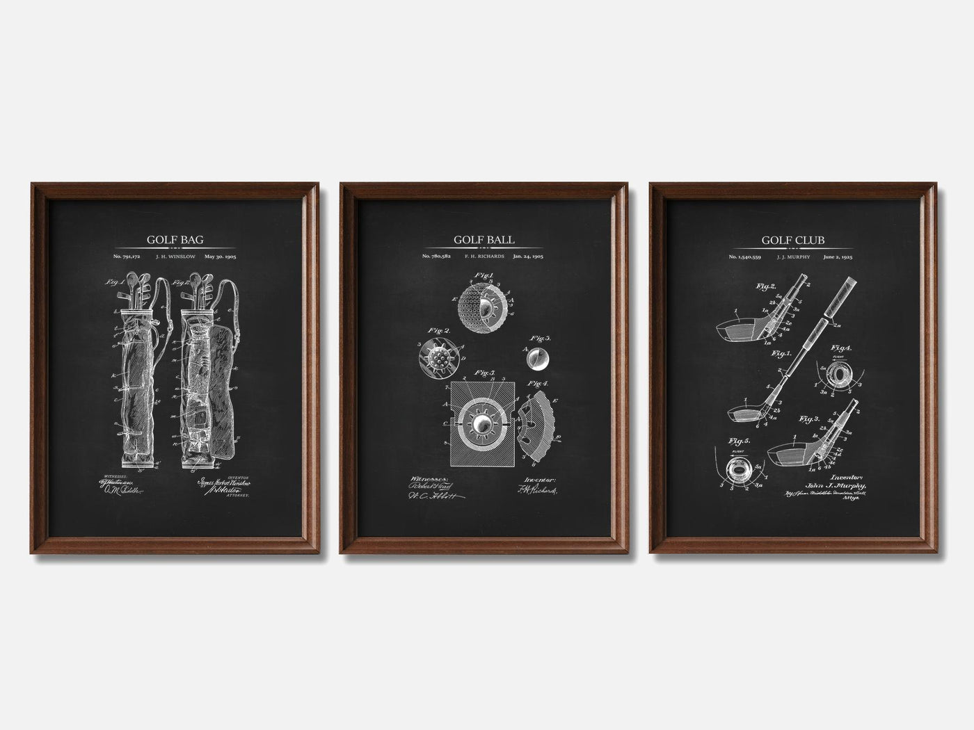 Golf Patent Print Set of 3 mockup - A_t10028-V1-PC_F+WA-SS_3-PS_11x14-C_cha variant