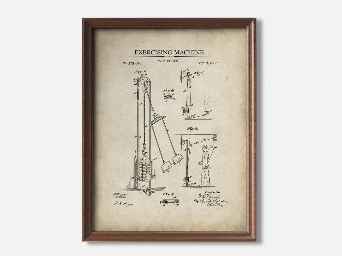 Exercising Machine 1 Walnut - Parchment mockup