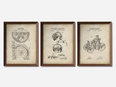 Steampunk Patent Print Set of 3 mockup - A_t10047-V1-PC_F+WA-SS_3-PS_11x14-C_par