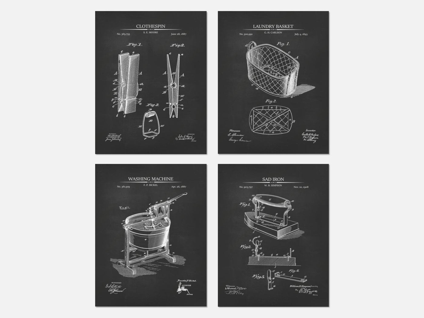 Laundry Patent Print Set of 4 mockup - A_t10007-V1-PC_AP-SS_4-PS_5x7-C_cha variant