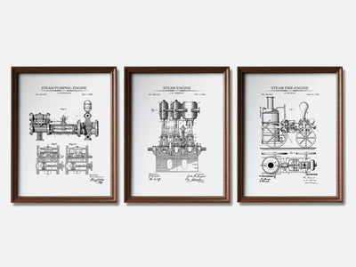 Steam Engines - Patent Print Set of 3 mockup - A_t10119-V1-PC_F+WA-SS_3-PS_11x14-C_whi variant