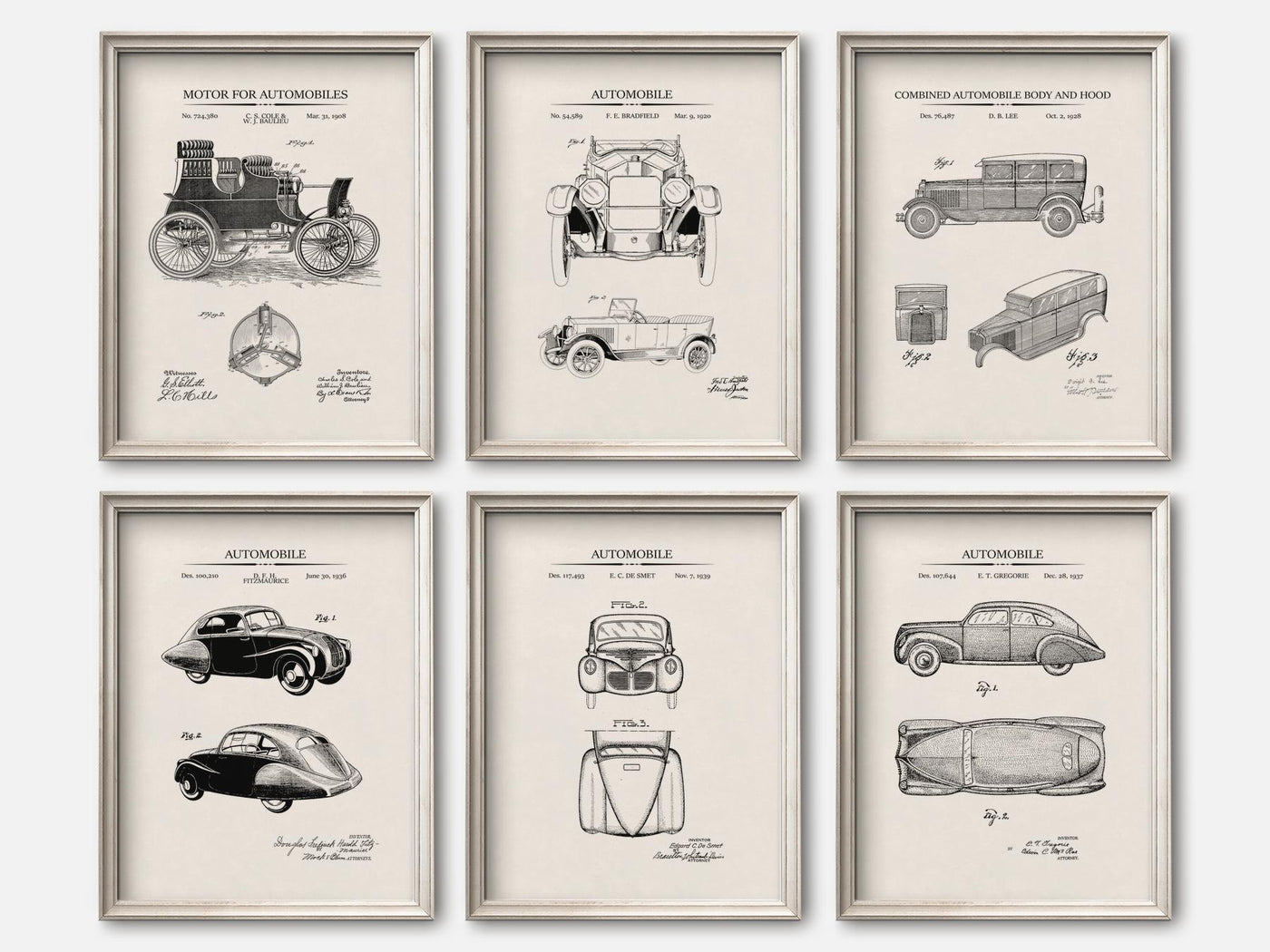 Vintage Car Patent Print Set of 6 mockup - A_t10018-V1-PC_F+O-SS_6-PS_5x7-C_ivo variant