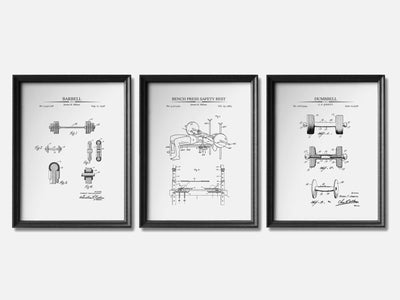 Weightlifting Patent Print Set of 3 mockup - A_t10110-V1-PC_F+B-SS_3-PS_11x14-C_whi variant