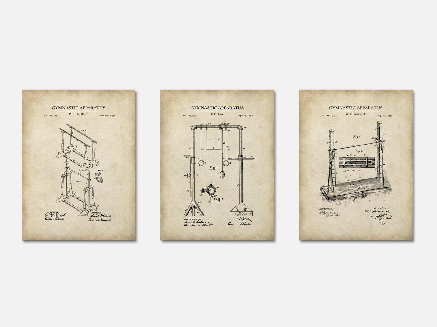 Gymnastics Patent Print Set of 3 mockup - A_t10114-V1-PC_AP-SS_3-PS_11x14-C_par