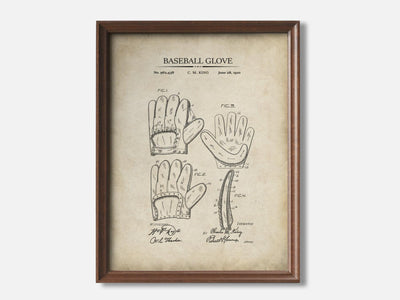 Baseball Patent Print Set of 3 1 Walnut - Parchment mockup