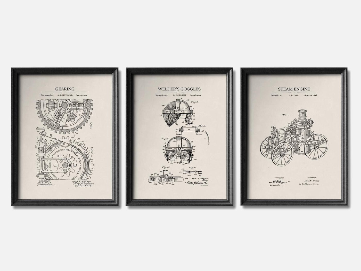 Steampunk Patent Print Set of 3 mockup - A_t10047-V1-PC_F+B-SS_3-PS_11x14-C_ivo variant