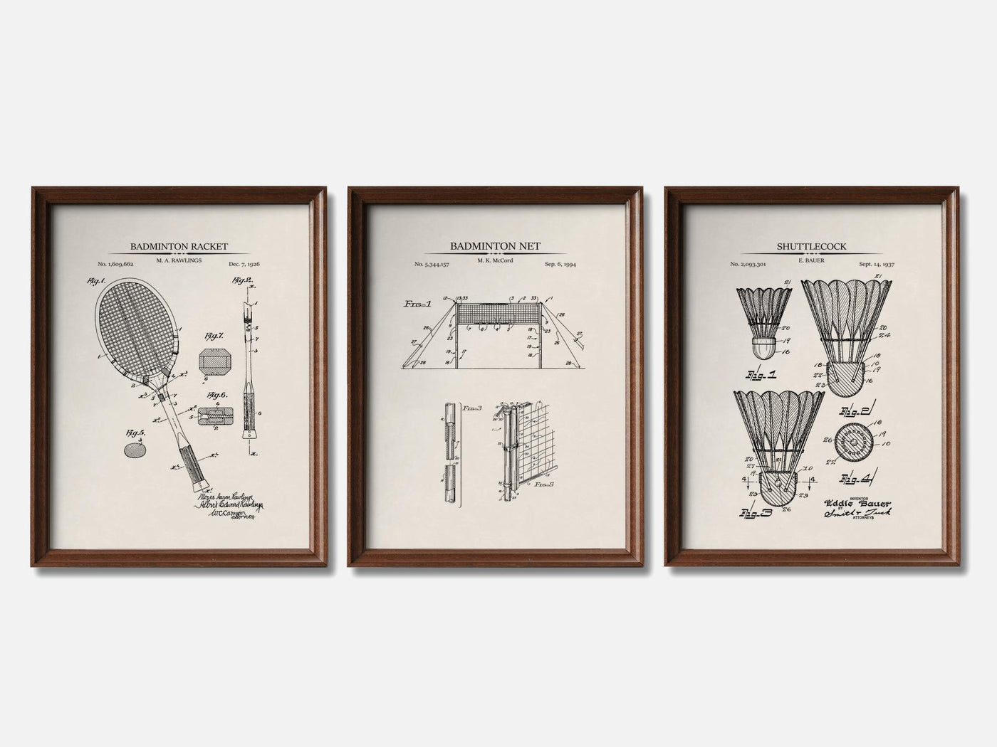 Badminton Patent Print Set of 3 mockup - A_t10093-V1-PC_F+WA-SS_3-PS_11x14-C_ivo variant