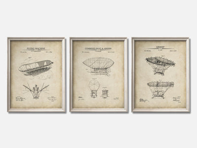 Steampunk Airship Patent Prints -  Set of 3 mockup - A_t10022-V1-PC_F+O-SS_3-PS_11x14-C_par variant