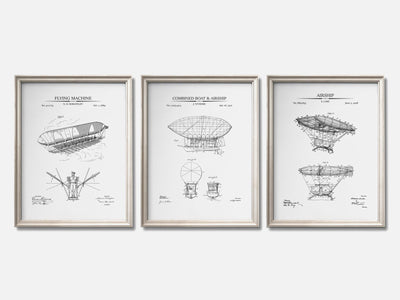 Steampunk Airship Patent Prints -  Set of 3 mockup - A_t10022-V1-PC_F+O-SS_3-PS_11x14-C_whi variant