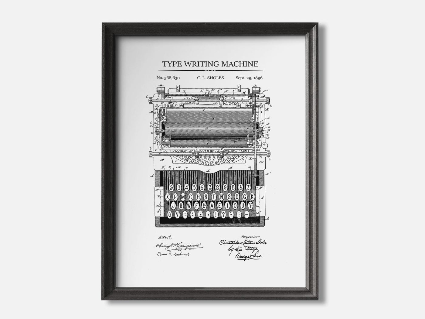 Typewriter Patent Print Set mockup - A_t10051.3-V1-PC_F+B-SS_1-PS_5x7-C_whi variant
