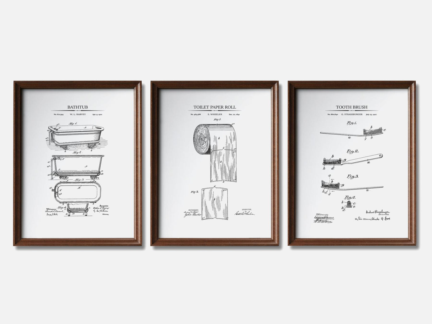 Bathroom Patent Print Set of 3 mockup - A_t10013-V1-PC_F+WA-SS_3-PS_11x14-C_whi variant