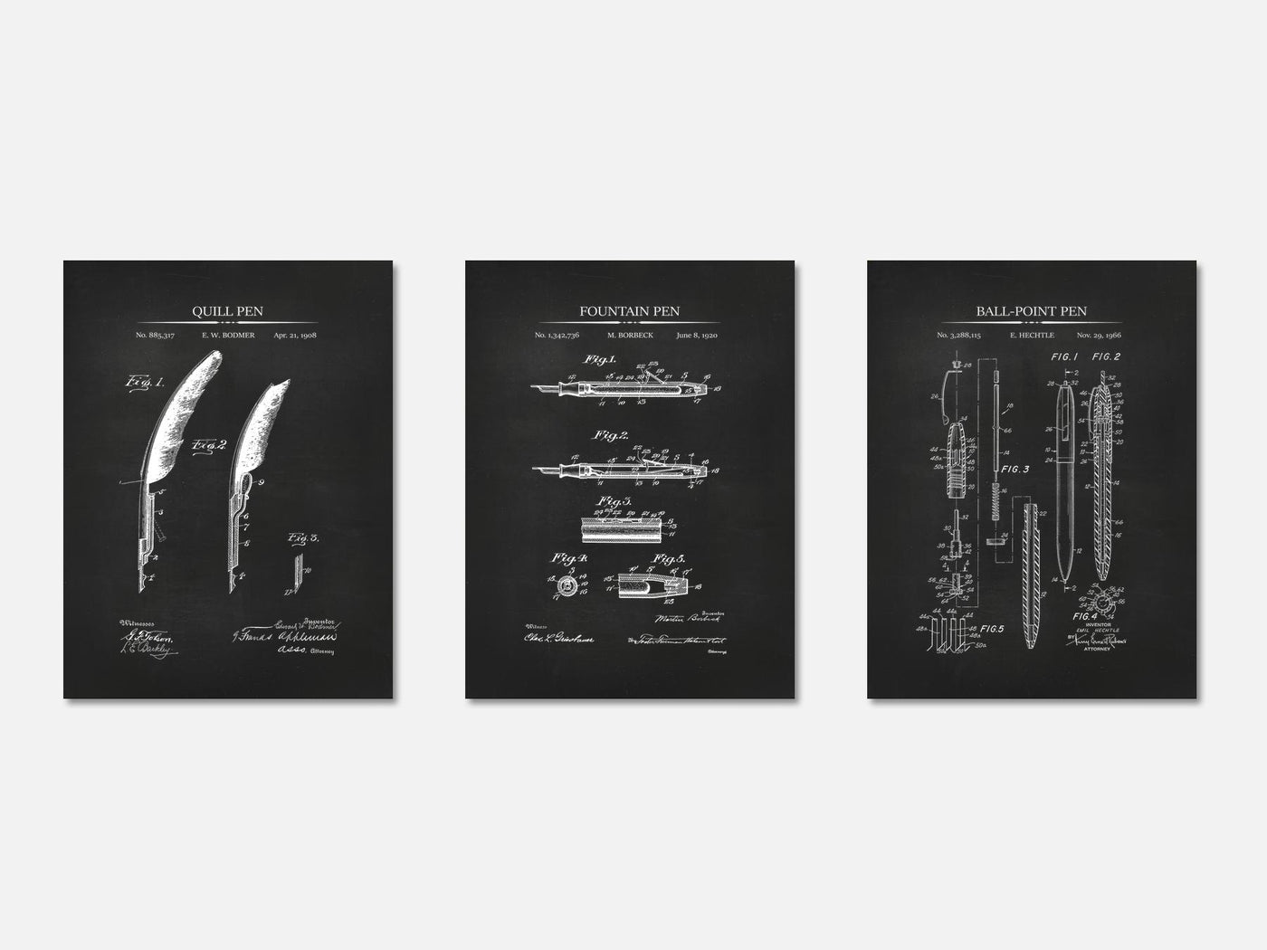 Evolution of Pens Patent Set of 3 mockup - A_t10056-V1-PC_AP-SS_3-PS_11x14-C_cha variant