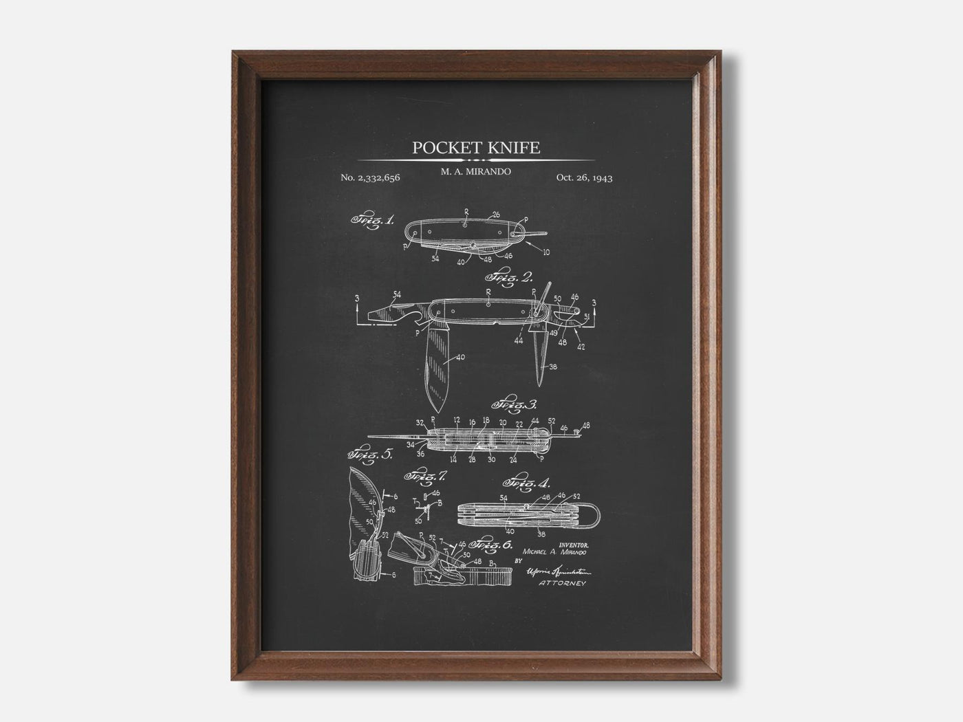 Camping Patent Print Set of 3 1 Walnut - Chalkboard mockup variant