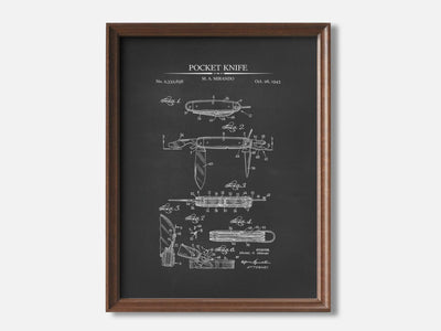 Camping Patent Print Set of 3 1 Walnut - Chalkboard mockup variant