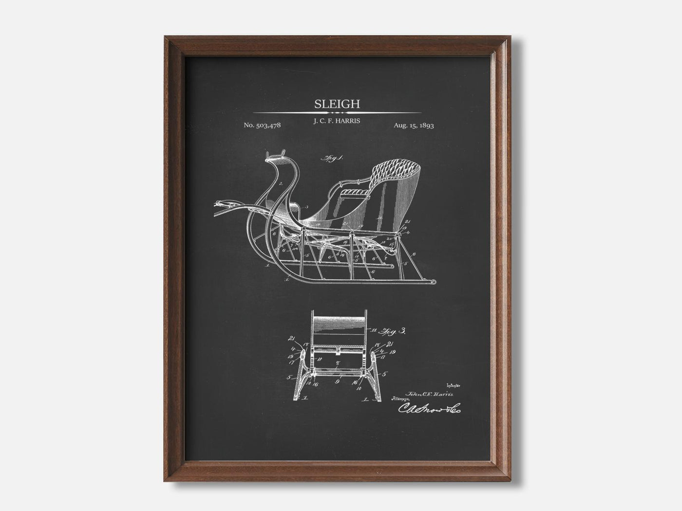 Christmat Patent Print Set of 3 1 Walnut - Chalkboard mockup